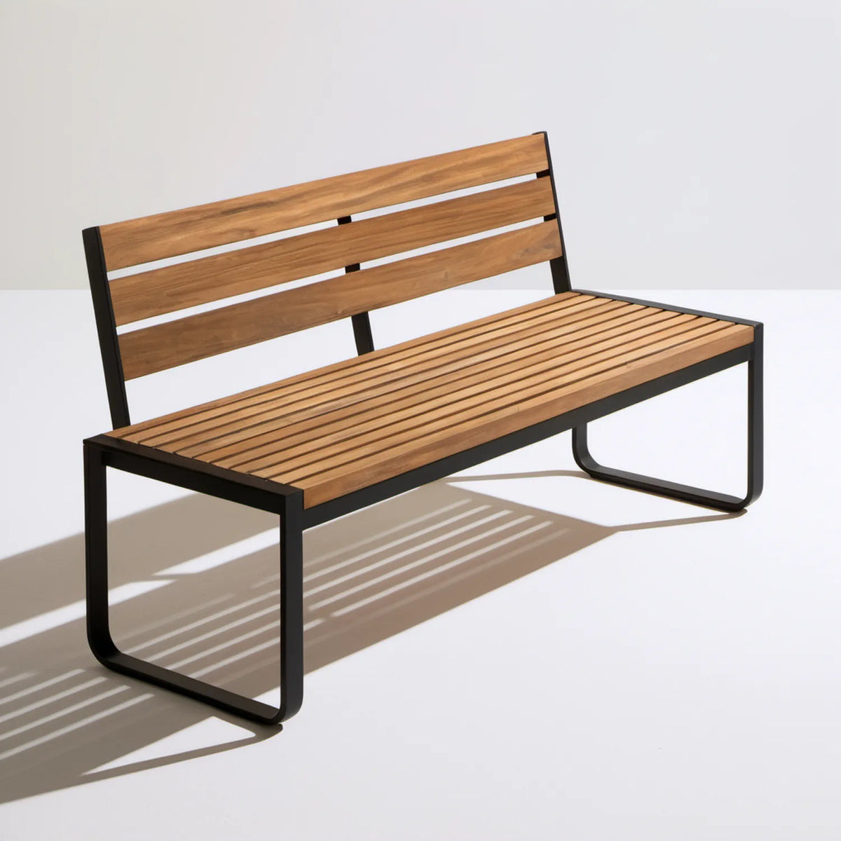 Dwuosobowa ławka z drewna akacjowego i stali, Brązowy/Czarny, 120 × 60 × 80 cm