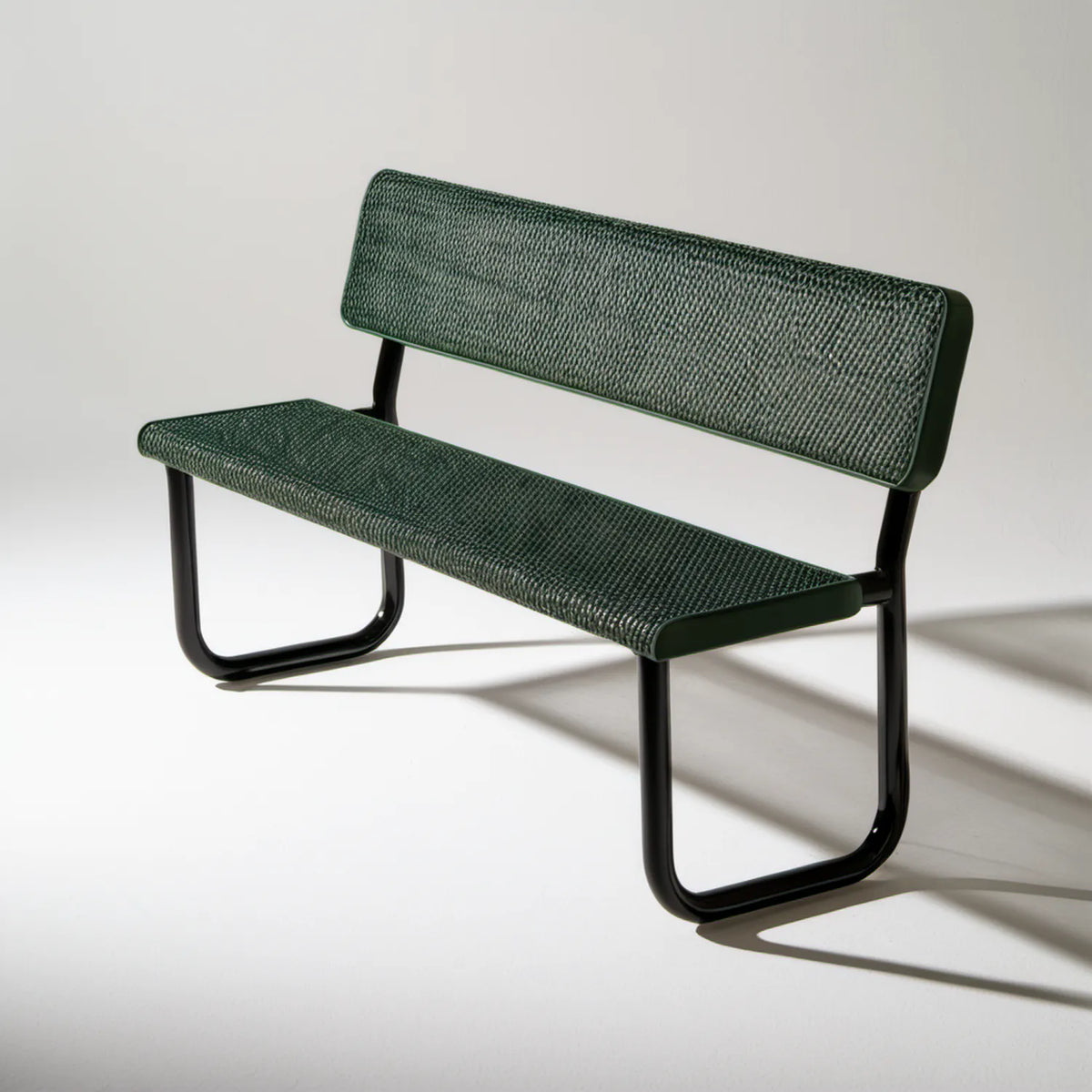 Dwuosobowa ławka ogrodowa z plecionką PP zielono-czarna 120 x 58 x 78 cm