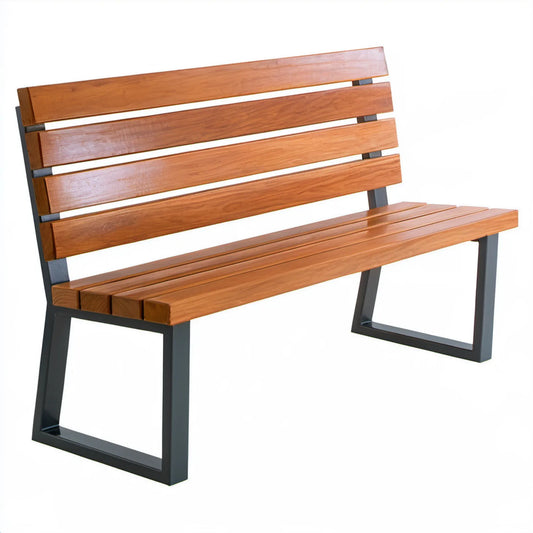 Ławka ogrodowa z litego drewna sosnowego i stali 150 x 60 x 85 cm Brązowa/Czarna