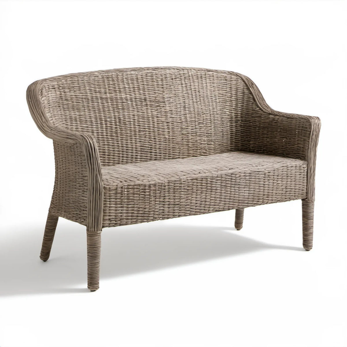 Dwuosobowa ławka z naturalnego rattanu szara 120 x 65 x 85 cm